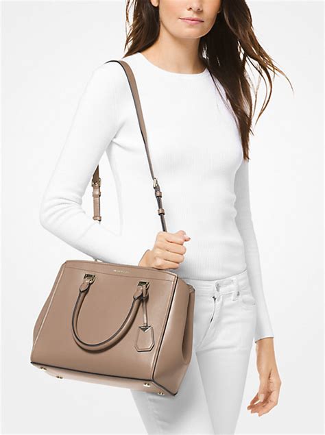 benning large leather satchel michael kors|Benning Large Leather Satchel .